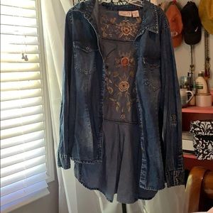 Denim floral over shirt